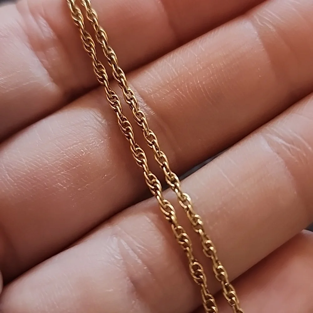 1928 Gold Necklace with Pink Rose Cross Pendant - Picture 7 of 10